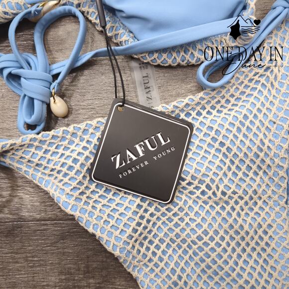 Zaful High Cut Tie Side Tie Back Bikini Swimsuit Size S - Picture 6 of 7